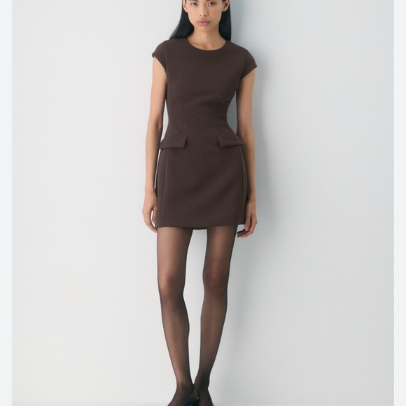 Aritzia Dark Brown Cap Sleeve Mini Dress size 4 - Picture 1 of 3